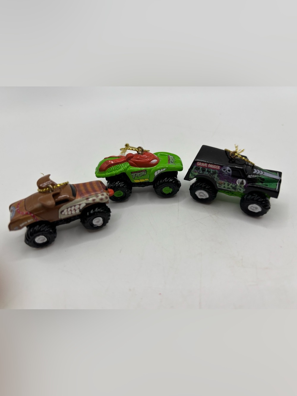 Monster Jam Mini Trucks Christmas Ornament Lot 3 Gravedigger Ninja Turtles TMNT